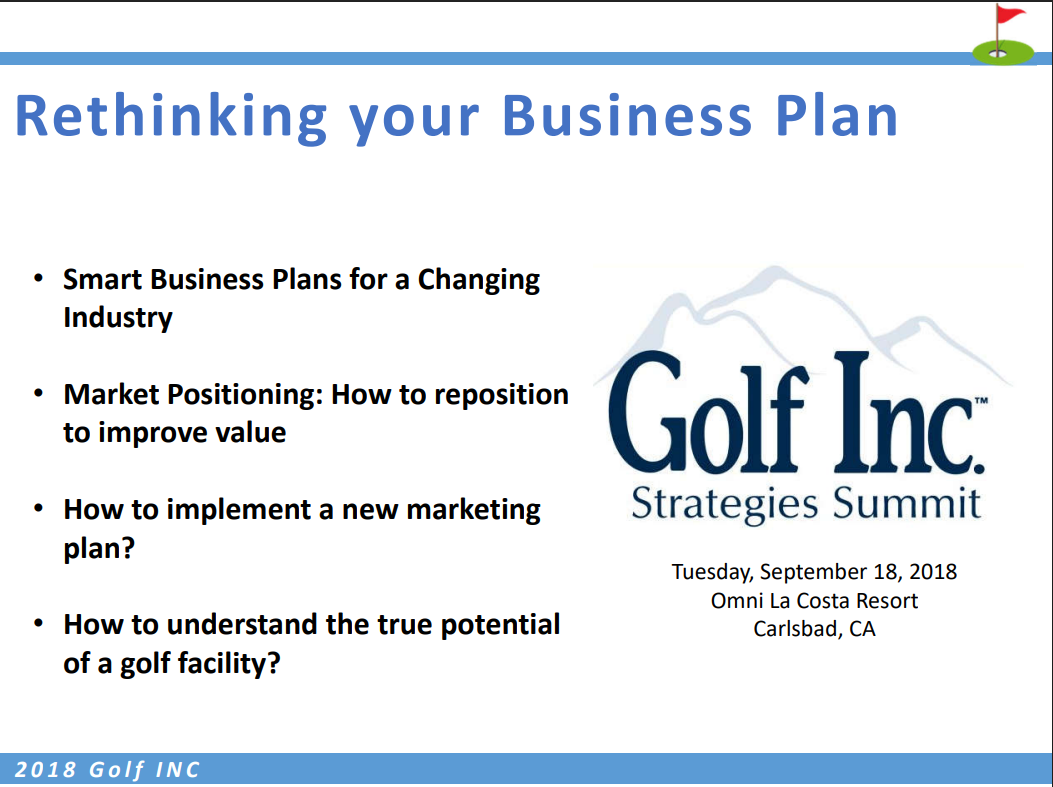 Golf Inc. 2018 – Rethinking Your Business Plan
