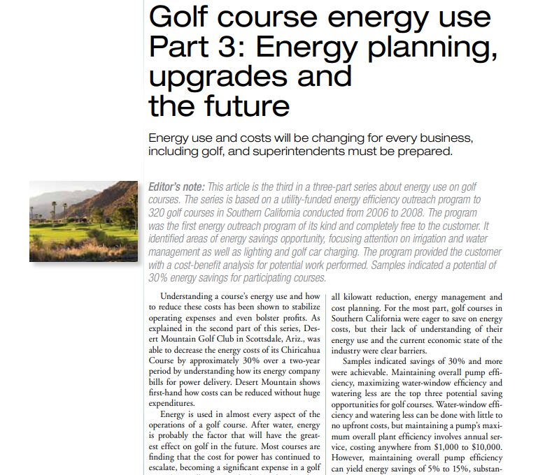 GCSAA – Golf Course Energy Use, Part 3