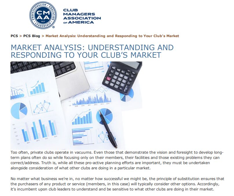 Market Analysis – Understanding and Responding to your Club’s Market