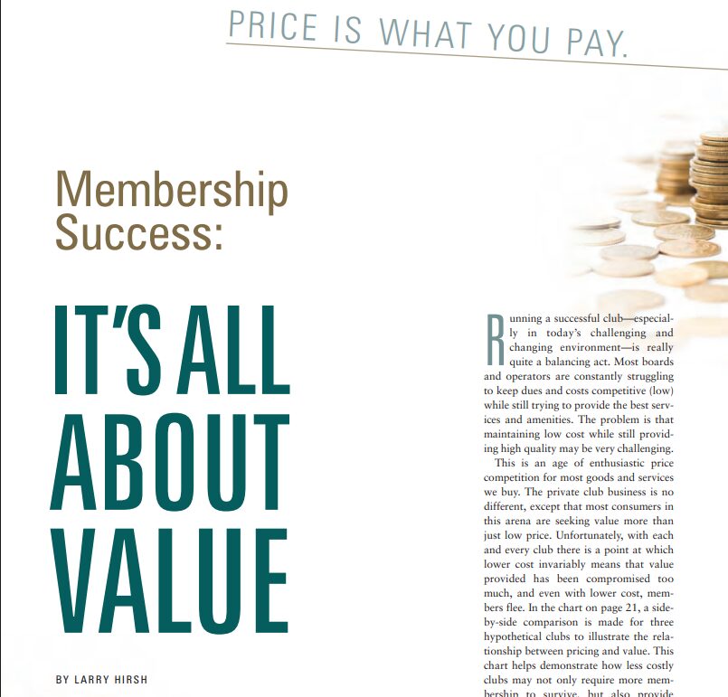 Membership Success: It’s All About Value by Larry Hirsh